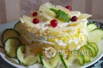 Салат с ананасом, курицей и сыром - Шаг 7 Салат с ананасом, курицей и сыром - Шаг 7