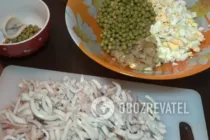 Салат з кальмарами та горошком - Крок 6 Салат з кальмарами та горошком - Крок 6