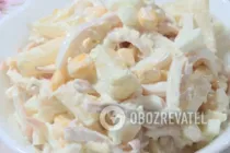 Нежный салат с кальмарами - Шаг 8 Нежный салат с кальмарами - Шаг 8