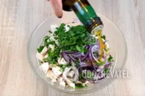 Салат с манго, авокадо и куриной грудкой - Шаг 6 Салат с манго, авокадо и куриной грудкой - Шаг 6