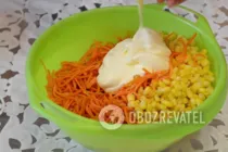 Салат с корейской морковью и консервированной кукурузой - Шаг 6 Салат с корейской морковью и консервированной кукурузой - Шаг 6