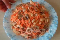 Салат с корейской морковью курицей и грибами - Шаг 8 Салат с корейской морковью курицей и грибами - Шаг 8
