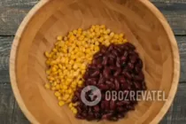 Салат с фасолью и консервированной кукурузой - Шаг 1 Салат с фасолью и консервированной кукурузой - Шаг 1