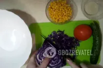 Салат из синей капусты с кукурузой - Шаг 1 Салат из синей капусты с кукурузой - Шаг 1