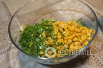 Салат с огурцом и кукурузой - Шаг 6 Салат с огурцом и кукурузой - Шаг 6