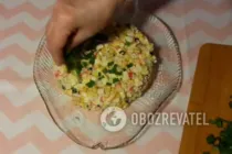 Салат с плавленым сыром и консервированной кукурузой - Шаг 8 Салат с плавленым сыром и консервированной кукурузой - Шаг 8