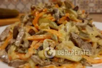 Салат с куриными сердечками и огурцом - Шаг 9 Салат с куриными сердечками и огурцом - Шаг 9