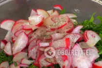 Салат з черемшею, яйцем і редискою - Крок 5 Салат з черемшею, яйцем і редискою - Крок 5
