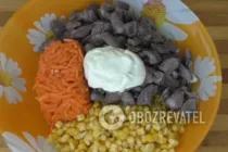 Салат з курячими сердечками і зеленим горошком - Крок 6 Салат з курячими сердечками і зеленим горошком - Крок 6