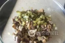 Салат з курячими сердечками і печерицями - Крок 6 Салат з курячими сердечками і печерицями - Крок 6
