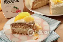Бісквітний торт з "Маскарпоне" та персиками - Крок 11 Бісквітний торт з "Маскарпоне" та персиками - Крок 11