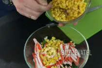 Салат с авокадо и крабовыми палочками - Шаг 4 Салат с авокадо и крабовыми палочками - Шаг 4