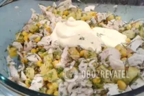 Салат з ананасом, куркою і кукурудзою - Крок 6 Салат з ананасом, куркою і кукурудзою - Крок 6
