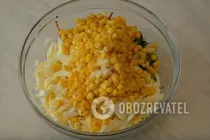 Салат с кукурузой и колбасой - Шаг 6 Салат с кукурузой и колбасой - Шаг 6