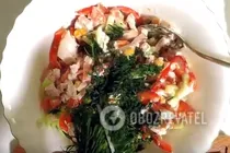 Салат з копченим філе та кукурудзою - Крок 7 Салат з копченим філе та кукурудзою - Крок 7