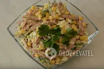 Салат с кукурузой и колбасой - Шаг 8 Салат с кукурузой и колбасой - Шаг 8