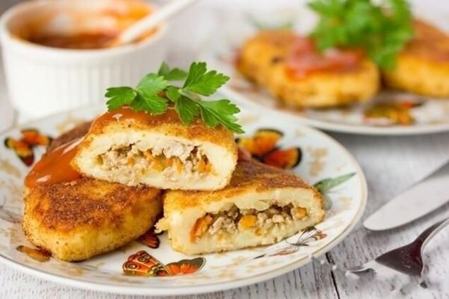 Зразы картофельные с мясом