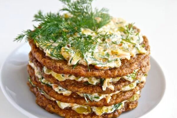 Печінковий торт з грибами