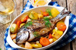 Рыба, запеченная с овощами - пошаговый рецепт Рыба, запеченная с овощами - пошаговый рецепт
