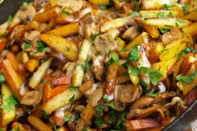 Жареная картошка с грибами в мультиварке