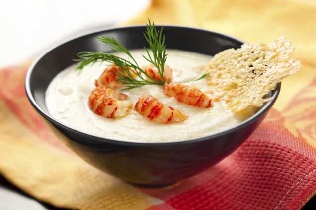 Вершковий суп з морепродуктами