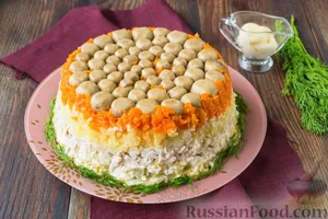 Салат "Грибная поляна" с корейской морковкой - пошаговый рецепт Салат "Грибная поляна" с корейской морковкой - пошаговый рецепт