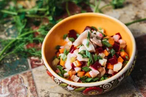 Винегрет с грибами - пошаговый рецепт Винегрет с грибами - пошаговый рецепт