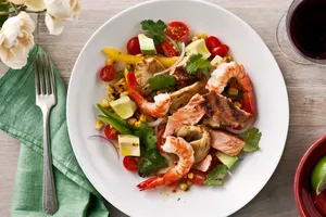 Салат с морепродуктами без майонеза - пошаговый рецепт Салат с морепродуктами без майонеза - пошаговый рецепт
