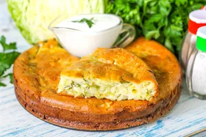 Заливной пирог с капустой на сметане - пошаговый рецепт Заливной пирог с капустой на сметане - пошаговый рецепт