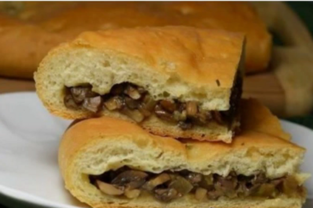 Пиріг із грибами з дріжджового тіста