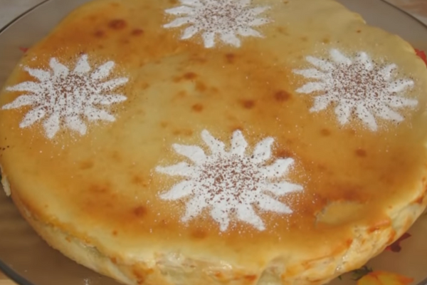 Пирог с творогом и яблоками
