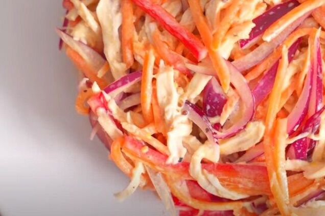 Салат с курицей и морковью по-корейски без майонеза