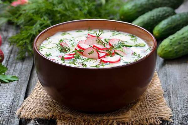 Окрошка на кефире с квасом