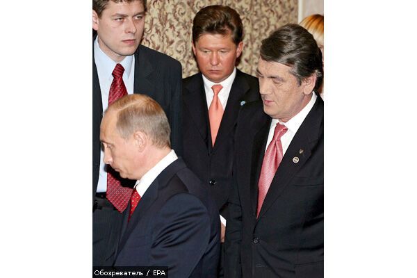 В.Путин, В.Ющенко, А.Миллер
