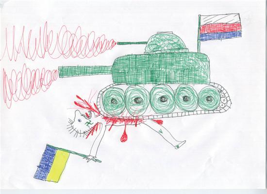 Рисунки детей: убивают Сааку, давят танком украинца...