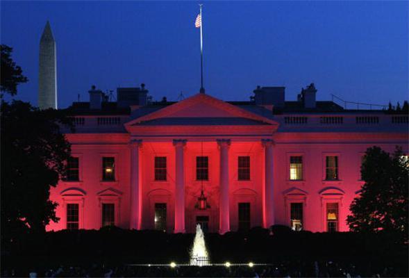 Белый дом на одну ночь стал розовым