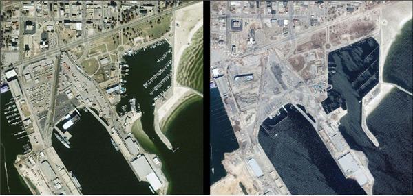 11. Гальфпорт, до и после удара урагана Катрина в 2005.
