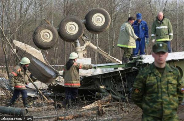 Начался перенос обломков самолета президента Польши