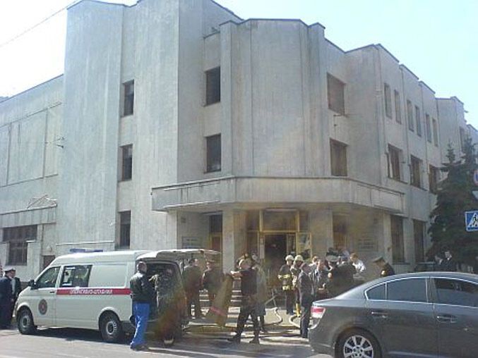 В Киеве горело здание МВД (ФОТО)