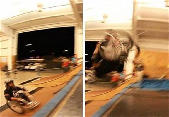 Экстремал сделал двойное сальто на инвалидной коляске