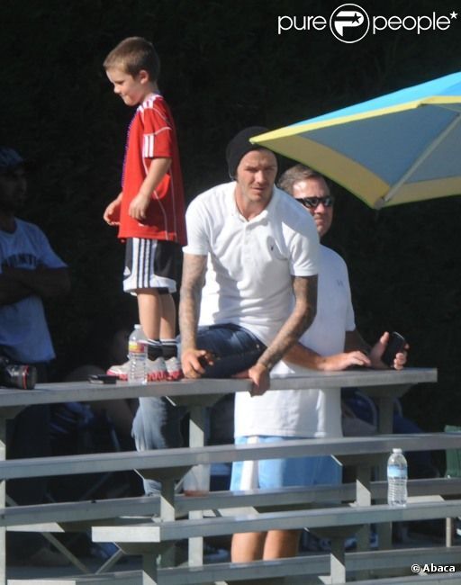Бекхэм следит за матчем сына