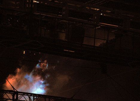 Під час відкриття НСК "Олімпійський" сталася пожежа. Фото