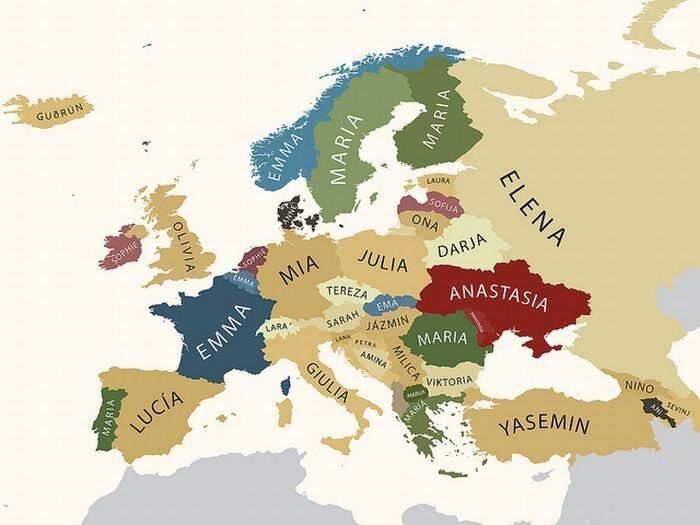 Самые распространенные имена в Европе по данным facebook
