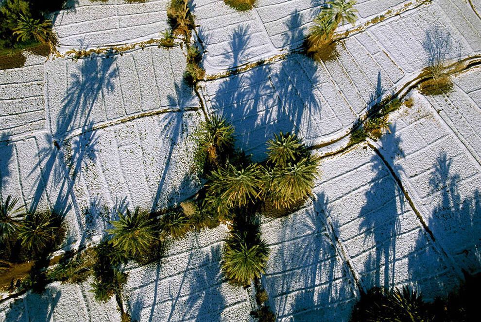 6. Редкий снегопад в ущелье Зиз в Марокко. (George Steinmetz)