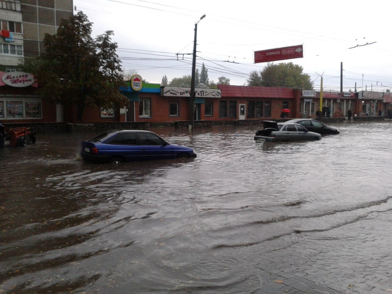 Как тонули автомобили в Кировограде. Фото. Видео   