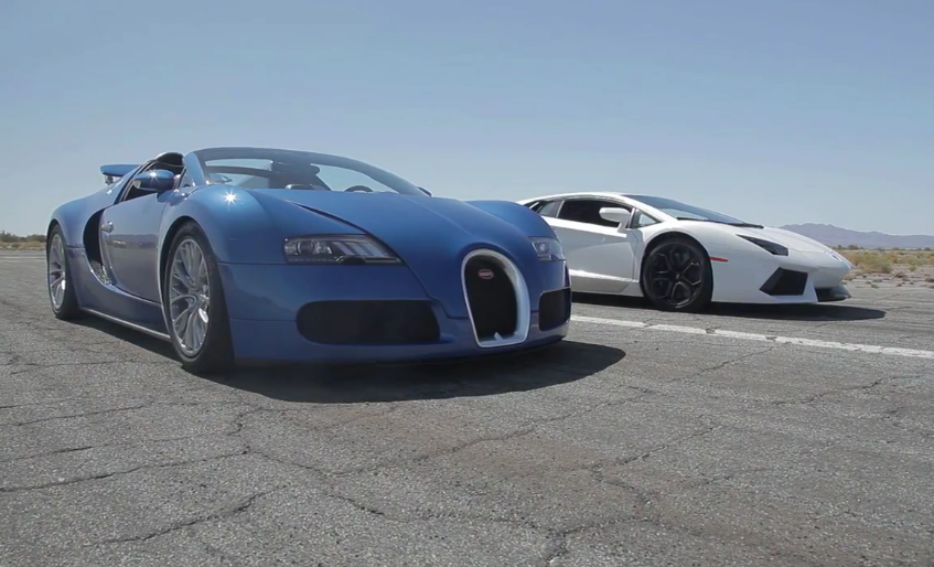Lamborghini Aventador против Bugatti Veyron: кто кого? Видео  