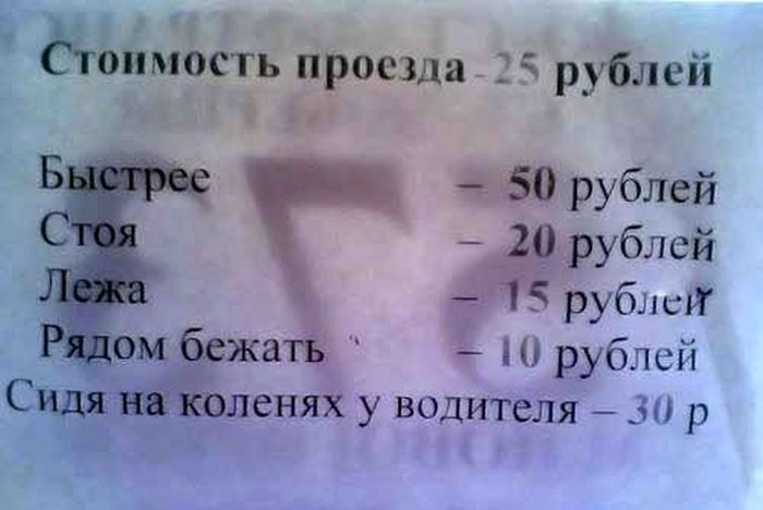 Приколы и смешные объявления в маршрутках. Фото 