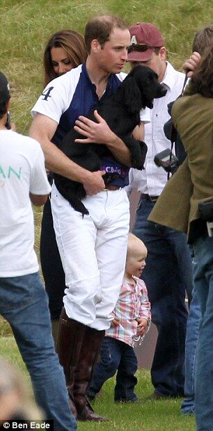 Принц Уильям и Кейт тискают своего песика. Фото