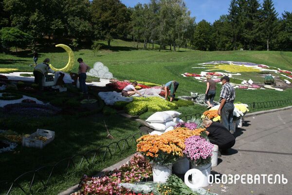 На Певческом поле делают из цветов сказочных героев