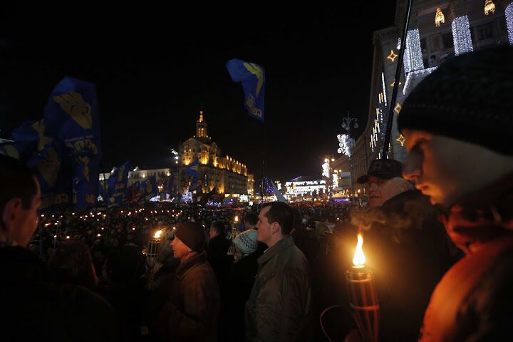 В Киеве свободовцы маршем отметили день рождение Бандеры 